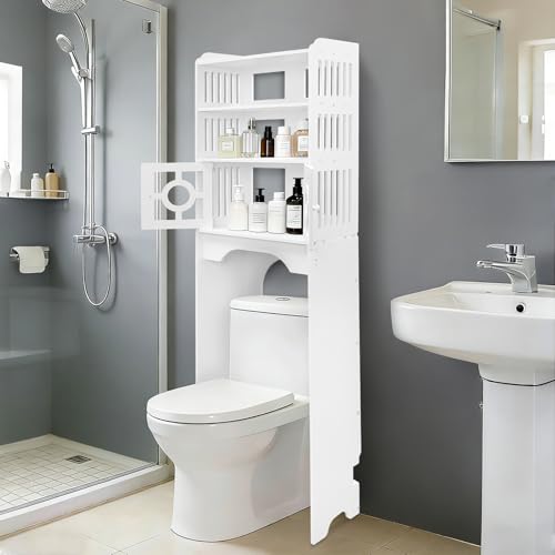 Over Toilet Storage Cabinet PVC 4-Tier Bathroom Organizer Shelf
