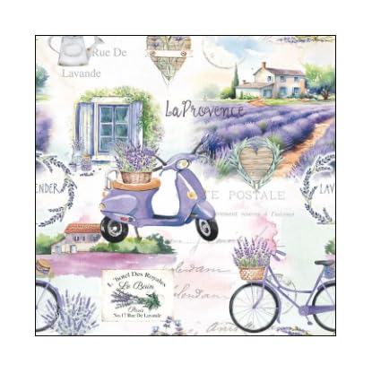 Provence Lavender Cocktail Napkins - Watercolor Scene, 20 Pack