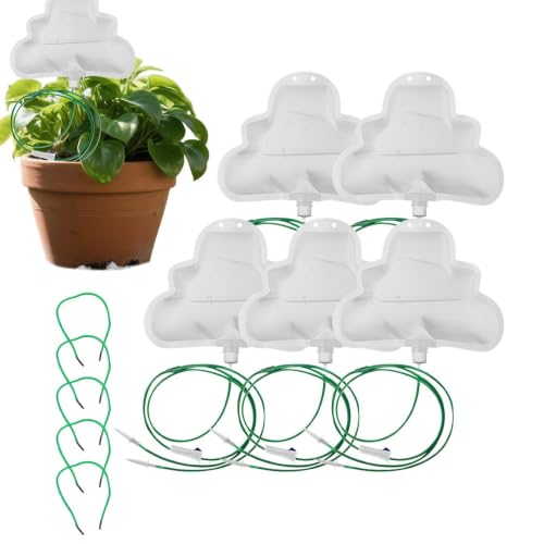 Green Vacation Watering System for Plants - 5 Piece 500mL Drip Irrigation Set