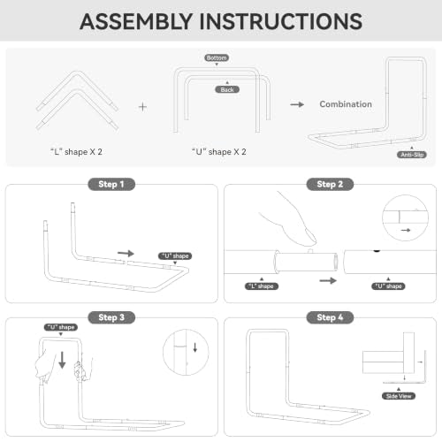 L-Shape Floor Sofa Support Frame 2 Sets Freestanding Metal Back Support for Floor Cushions