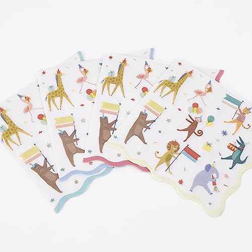 Meri Meri Animal Parade Large Napkins (Pack of 16), Thick & Absorbent 3-Ply Paper Napkins, Disposable