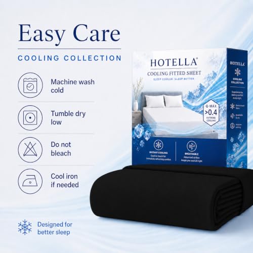 Black Queen Size Cooling Fitted Sheet Deep 14 Inch Ice Silk Bed Sheet