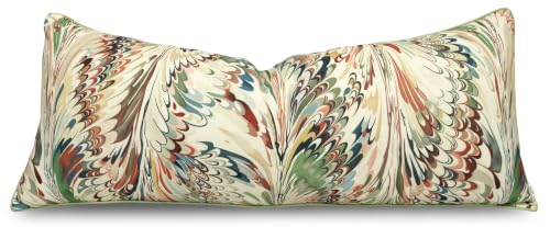 Marbled Feather Print Lumbar Pillow Cover 14x36 Pluton Feather Variation
