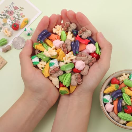 100PCS Fake Vegetable Resin Miniatures for Crafts and Decor