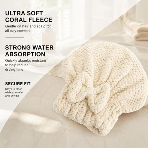 5-Piece Hair Drying Set with Towels and Headbands for Home Use