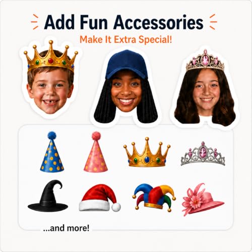 Custom Photo Face Stickers with Optional Hats for Party Favors