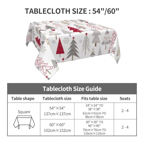 Christmas Tablecloth Square 60 x 60 Inch - Christmas Tree Pattern Holiday Decor - Sunshineyan