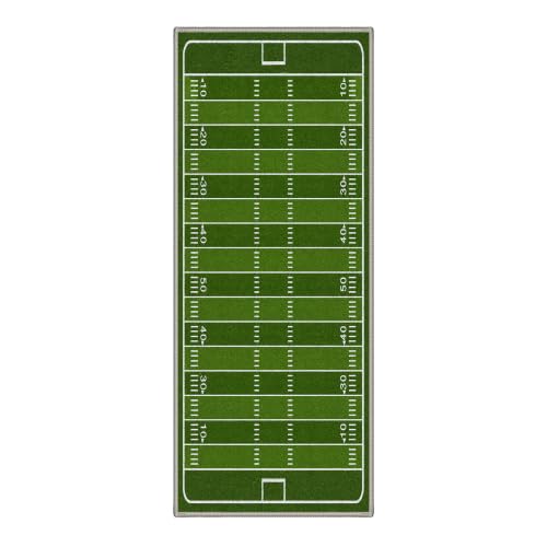 Bavni 2x5 Football Field Runner Rug - Washable Green Sports Carpet