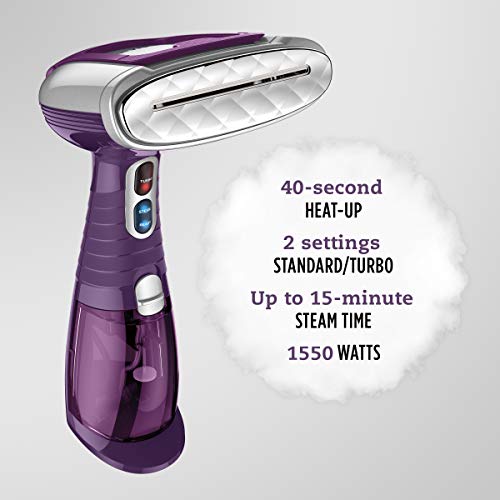 Conair Handheld Garment Steamer for Clothes, Turbo ExtremeSteam 1550W, Portable Handheld Design, Strong Penetrating Steam - Amazon Exclusive in Plum