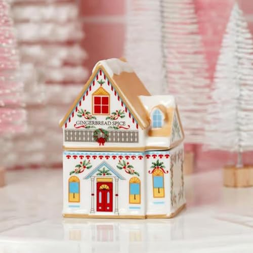 Christmas Village Spice House Set - Holiday Ceramic Decor for Kitchen & Tabletop, 6 Pieces