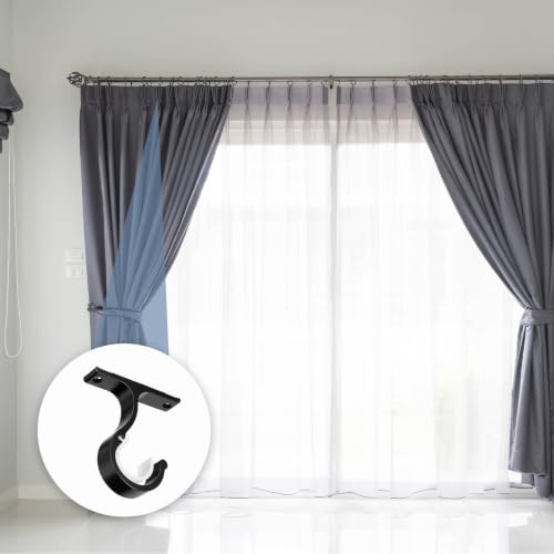 4 Pack Ceiling Curtain Rod Brackets Black Adjustable Mounting Hardware