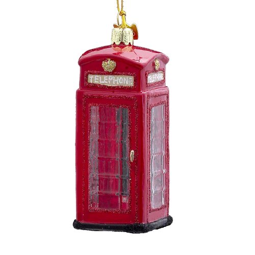 British Phone Booth Christmas Ornament - 4 Inch Glass Decoration