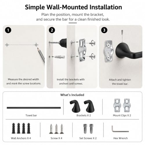Modern Wall Mount Robe Hook Matte Black - Bathroom Towel Hook with Hardware
