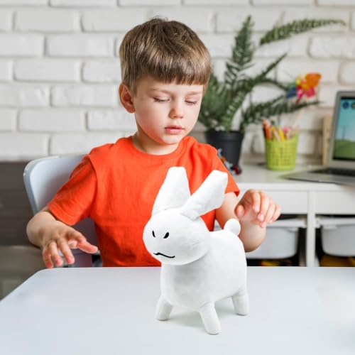 Cute White Gubby Rabbit Plush Pillow for Kids & Gamers - 8 Inch Soft Stuffed Animal