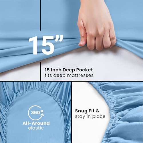 Utopia Bedding Twin Fitted Sheets - Bulk Pack of 2 Bottom Sheets - Soft Brushed Microfiber - Deep Pockets - Shrinkage & Fade Resistant - Easy Care (Twin, Navy)