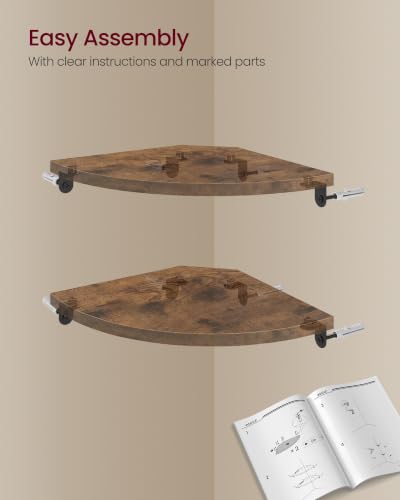 Rustic Brown Floating Corner Shelves Set of 2 - 6 x 6 Inches Wall Storage
