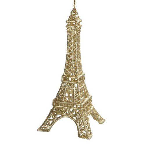 Gold Glittered Eiffel Tower Ornament - Acrylic Holiday Decor