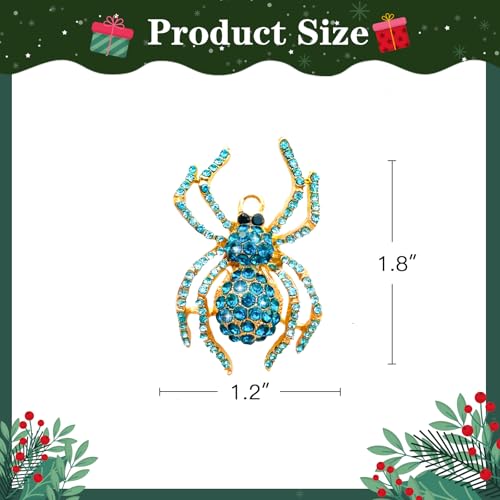 Blue Spider Christmas Ornament 2026 Metal Hanging Holiday Decoration Rhinestone Gift