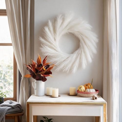 White Pampas Grass Christmas Garland 2 Pack - 7.2Ft Artificial Holiday Decor