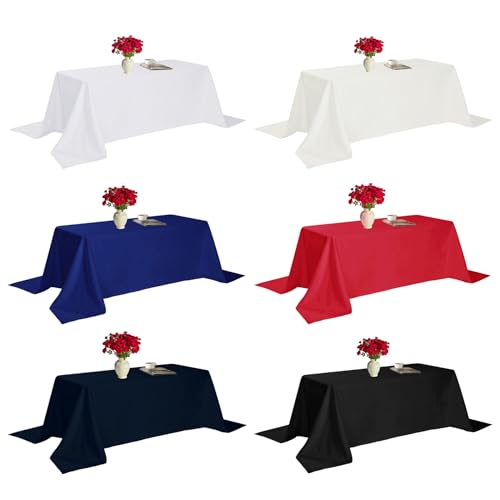 Fokitut 6 Pack Rectangular Tablecloth 90x132 Inch Red Stain & Wrinkle Resistant Polyester