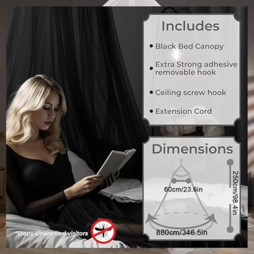 Elegant Queen Size Bed Canopy with Mesh Curtains - Stylish & Breathable