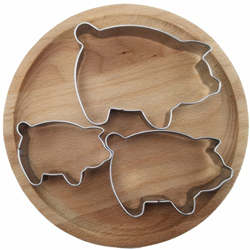 Mini Pig Shaped Cookie Cutters Set - Stainless Steel Baking Mold 3 Pcs