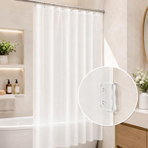 8PC Waterproof Shower Curtain Clips - No Drilling, Anti-Water Splash