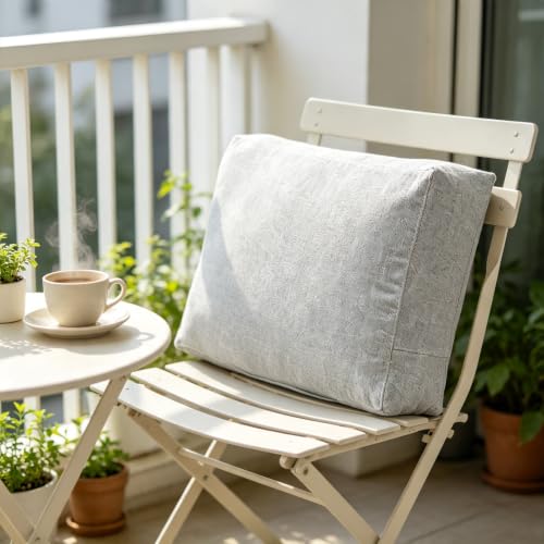 Large Linen Sofa Back Cushion Cover - Khaki 70x50x10cm Replacement Slipcover