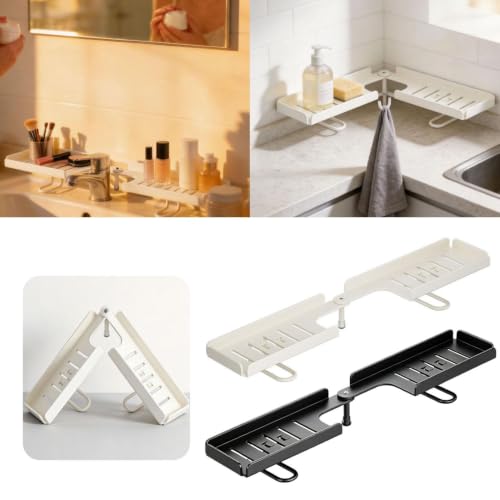 Rotatable Bathroom Sink Organizer Shelf White - Adjustable, No-Drill Drainage