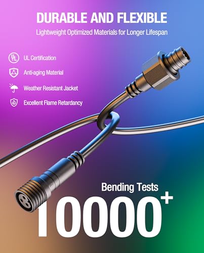 16Ft Weatherproof Extension Cable for Govee Outdoor String Lights - Compatible with H7039 H7037 H7038