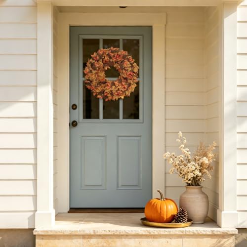 20 Inch Fall Maple Leaf Wreath for Front Door - Autumn Fall Decor - Fall Wreaths