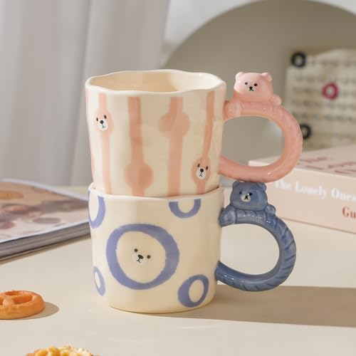 Cute 3D Cartoon Bear Ceramic Mug 11oz - Handmade Animal Coffee Cup Gift