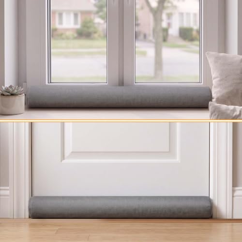 36-Inch Door Draft Stopper with Hook and Loop Straps - Sound Insulation & Energy Saving