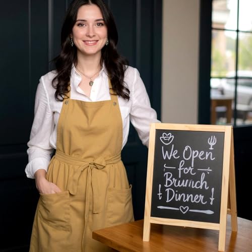 4 Pack Small Double-Sided Chalkboard Signs 15.7 x 9.8 Inch Rustic Easel Set