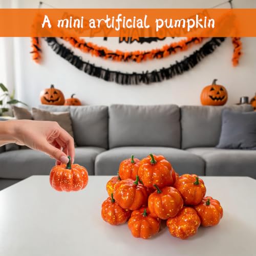 Mini Foam Pumpkins for Fall & Halloween Decor - 16 Pcs