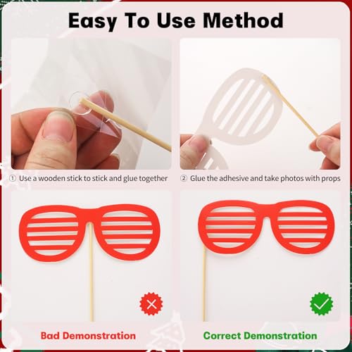 Christmas Photo Booth Props Set with Stickers - 40 Pieces for Holiday Parties
