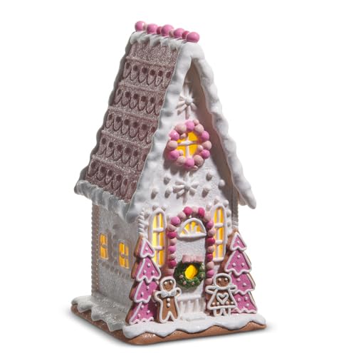 Pink Gingerbread House 12-Inch Clay Dough Holiday Decor