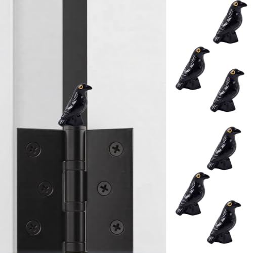 Black Crows Hinge Heads Decorative Topper Set for Halloween Resin Ornaments - Magnetic Home Decor