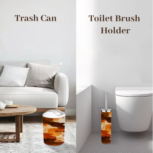 Bathroom Accessory Set 6PCS Burnt Orange Brown Ink - Stylish Organization