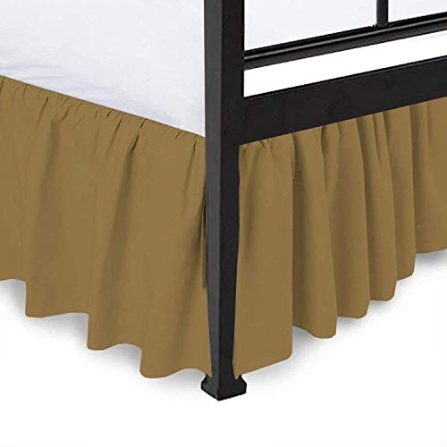 Queen Size Ruffle Bed Skirt 15 Inch Drop Taupe Solid Microfiber Easy Fit