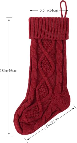 White Knit Christmas Stocking - 18 Inch Large Holiday Gift Decor