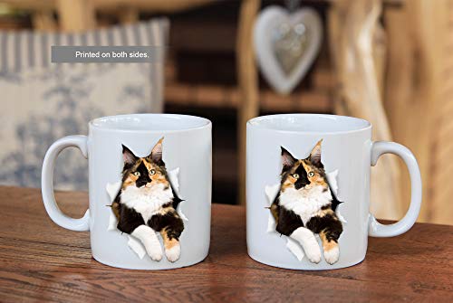 11oz Calico Cat Coffee Mug - Funny Ceramic Cat Lover Gift - Novelty Present
