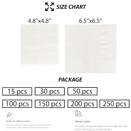 Personalized Wedding Cocktail Napkins - Style 5, Floral Wreath Design, 50 Pack