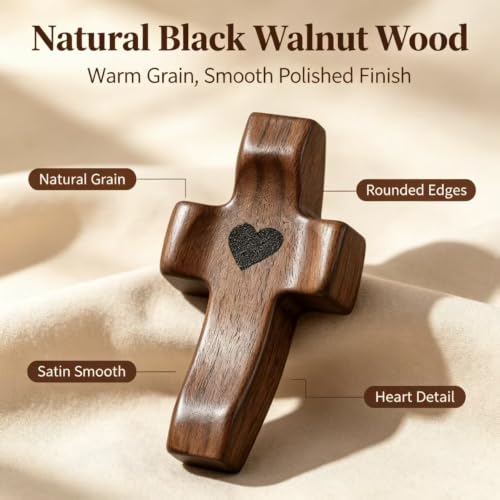 Pocket Wooden Cross for Prayer and Reflection - Handheld Christian Religious Decor (Variation of THIS listing)