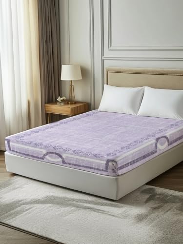 California King Flat Sheet Lavender Linen Border Microfiber Bedding - All Season