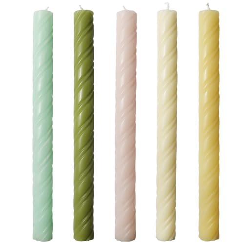 10in Spiral Taper Candles Set of 2 - Green Striped Taper Candles for Weddings & Parties - Variation of THIS listing