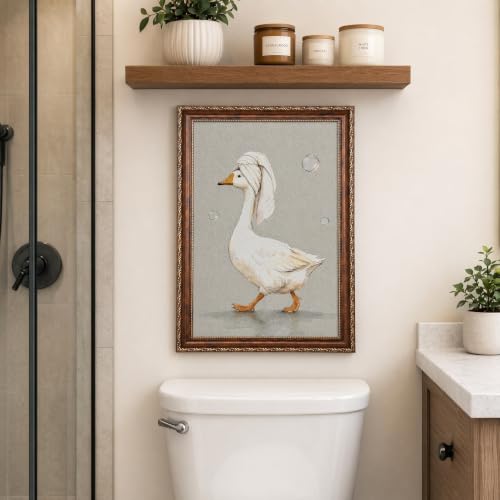 Black Cat and Woman Bathtub Wall Decor Framed 8x10in Goose Variation