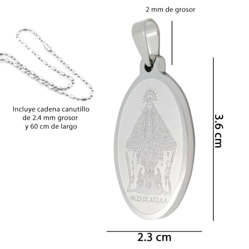 Virgin Stainless Steel Religious Pendant with 60cm Chain - Juquila Model 373