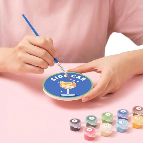 Cocktail Paint by Numbers Coaster Kit with Holder - 4x4in (10x10cm) - 8pcs