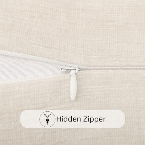 Chenille Lumbar Pillow Cover 12x24 Beige Decorative Cushion Cover